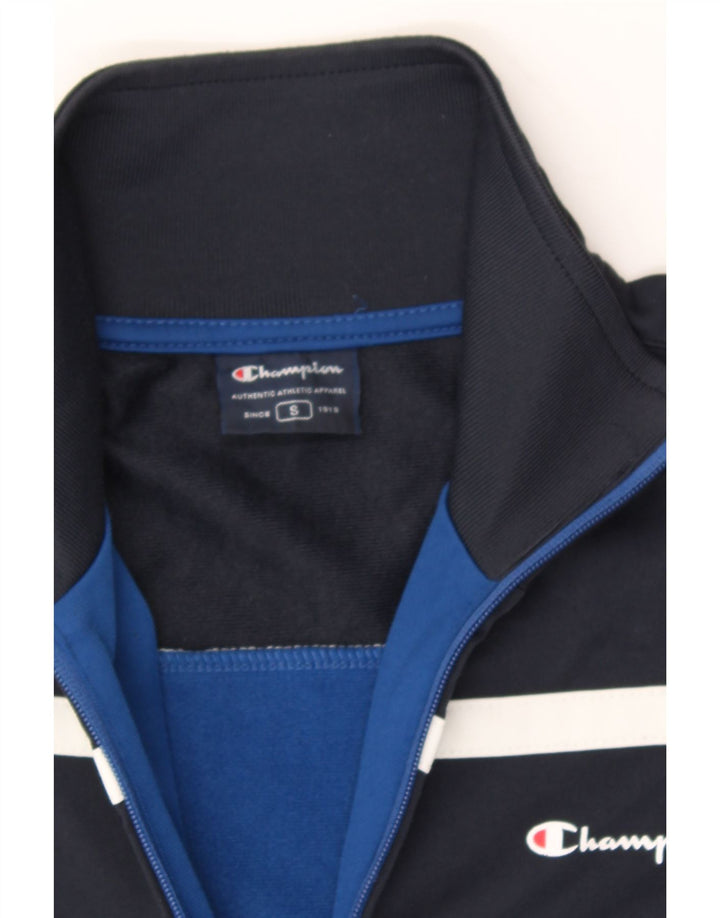 CHAMPION Mens Tracksuit Top Jacket Small Blue Colourblock Polyester Vintage Champion and Second-Hand Champion from Messina Hembry 