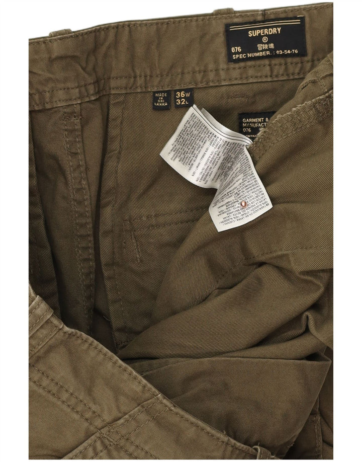 Superdry Straight Cargo-bukser til mænd W36 L32 Khaki Bomuld