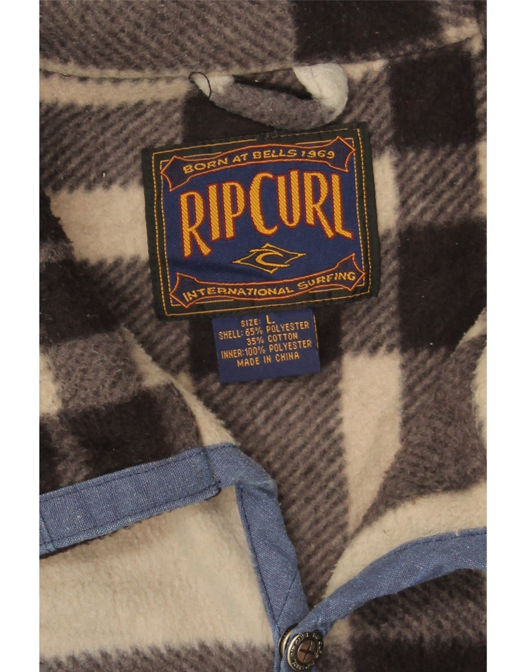 Rip Curl Herre Fleecejakke UK 40 Stor Beige Ternet polyester