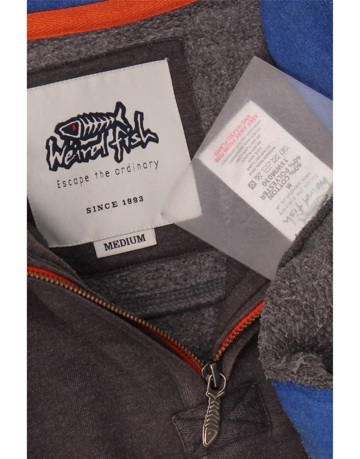 Weird Fish Herre Zip Neck Sweatshirt Jumper Medium Grå Bomuld