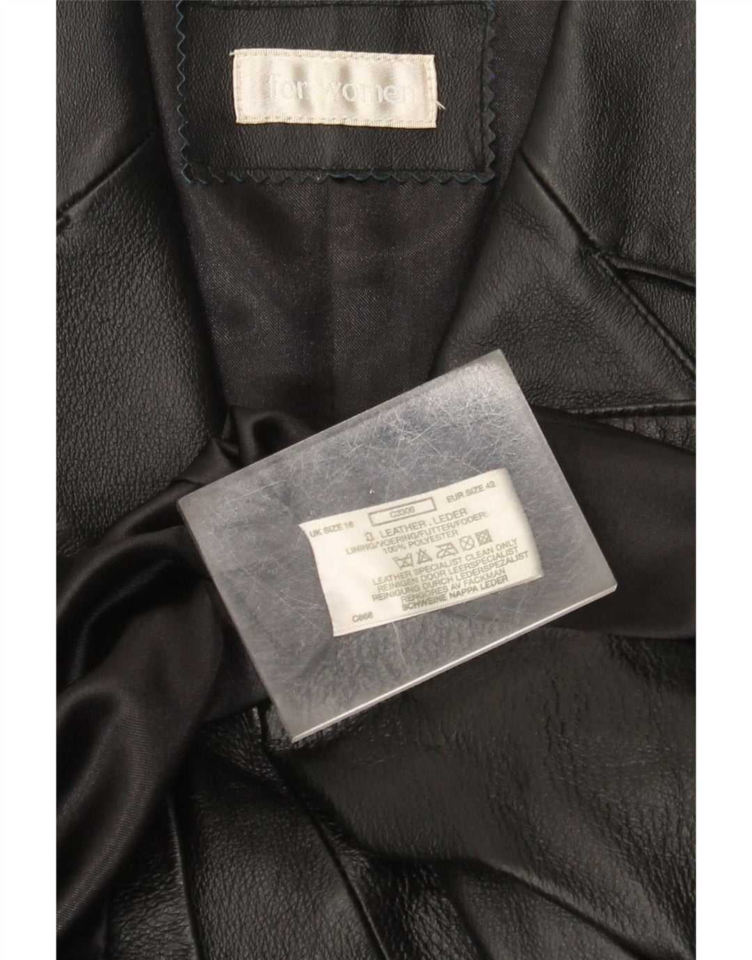 Vintage læderfrakke til kvinder UK 18 XL sort læder