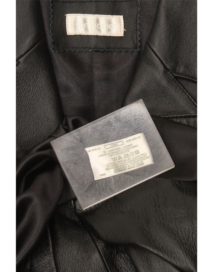 Vintage læderfrakke til kvinder UK 18 XL sort læder