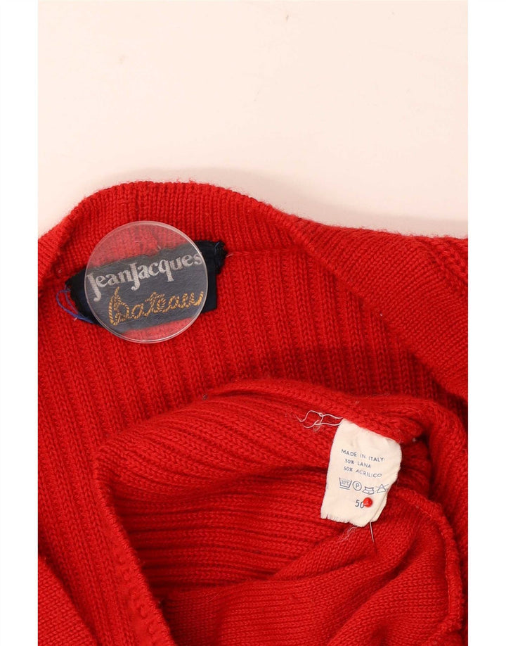Jean Jacques Herre Cardigan Sweater IT 50 Medium Rød Uld