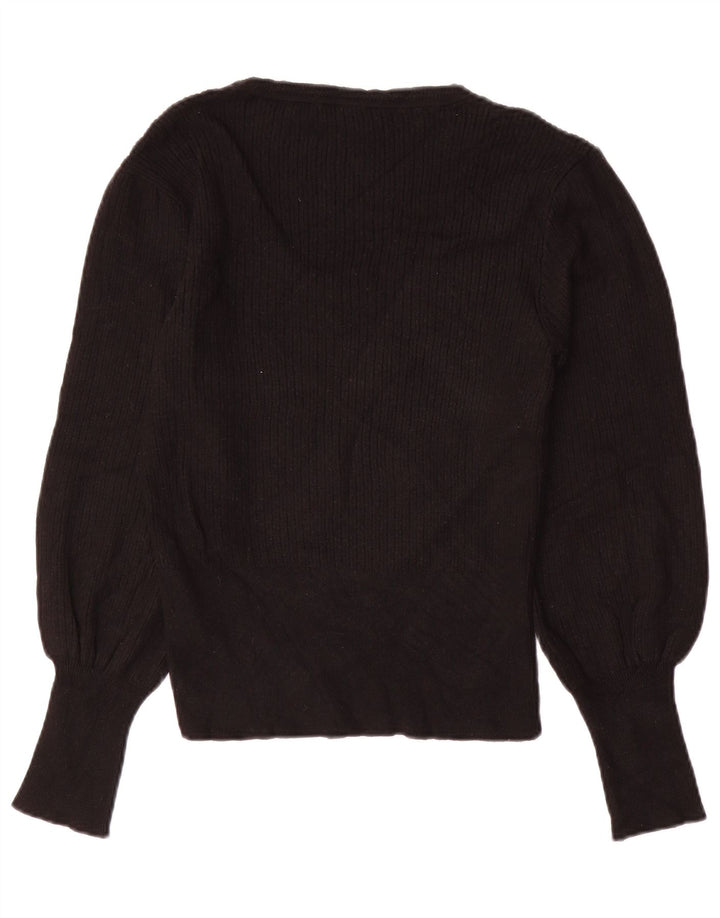 Marks & Spencer Dame Boat Neck Jumper Sweater UK 12 Medium Black Viscose