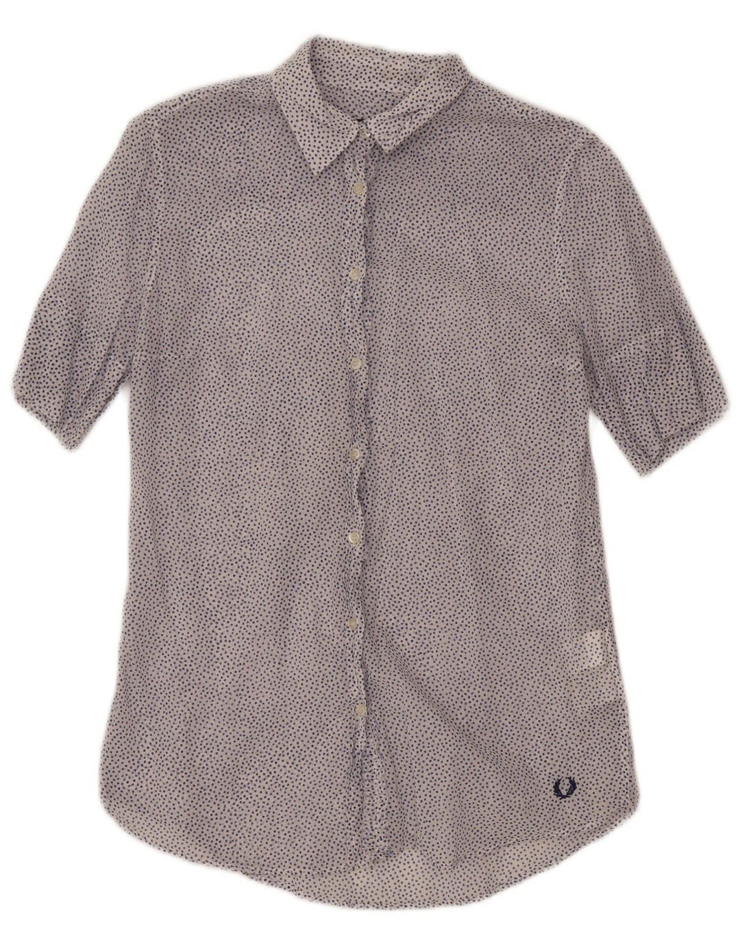 Fred Perry Dame Se Through Shirt UK 14 Stor hvid plettet bomuld