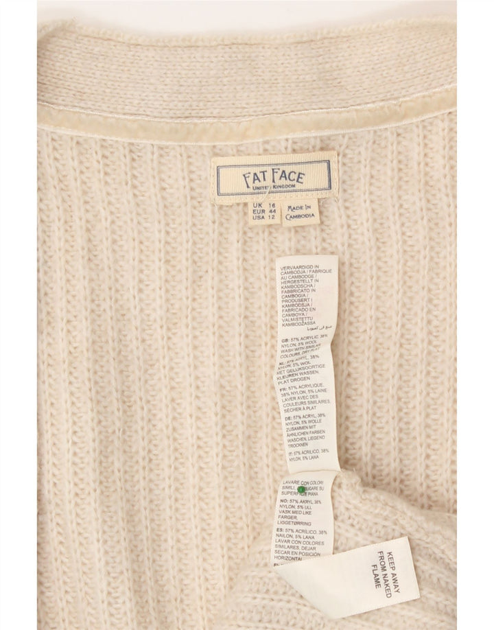 Fat Face Dame Oversized Longline Cardigan Sweater UK 16 Large Off White