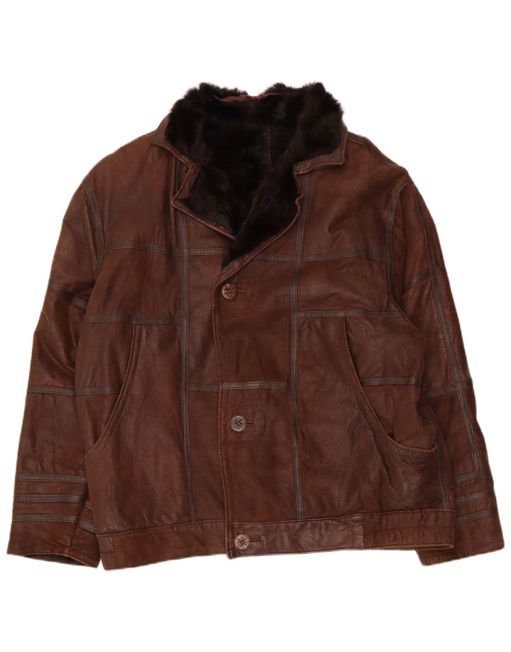 Vintage Herre Shearling Jacket UK 40 Large Brown Patchwork