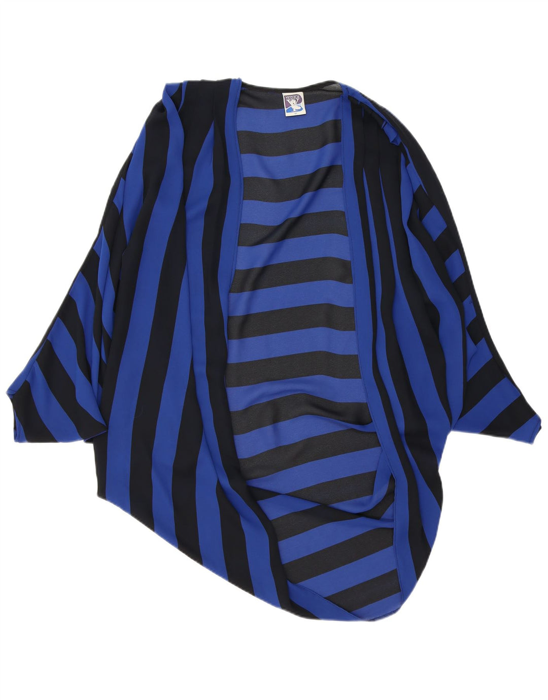 YESSICA Womens Poncho Cardigan Top EU 38 Medium Blue Striped Polyester