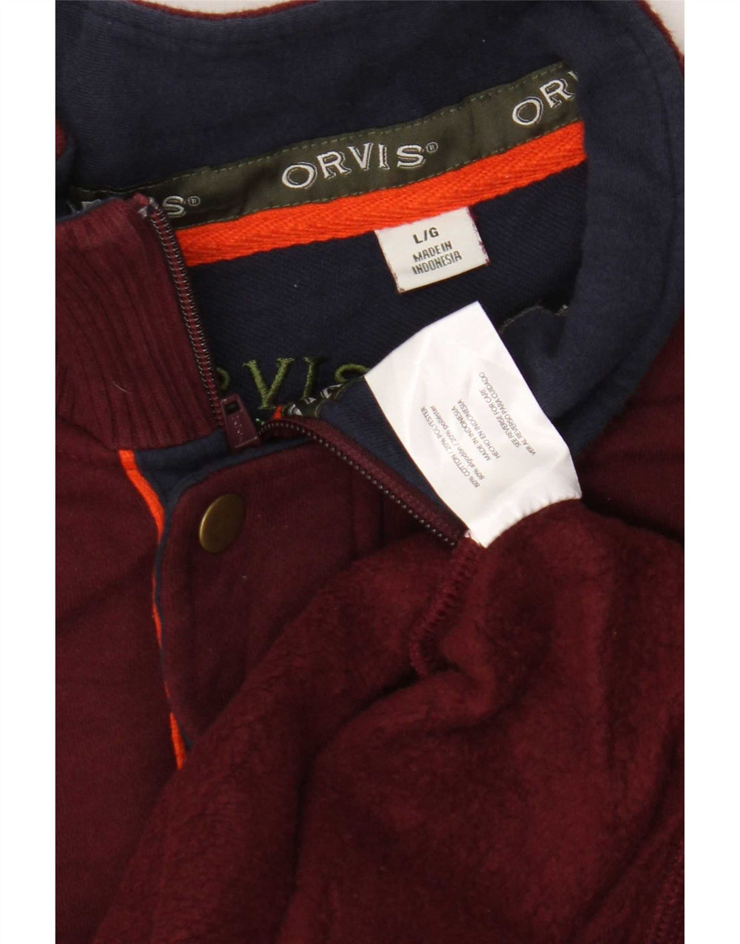 Orvis Herre lynlåshals Regular Fit Sweatshirt Jumper Stor Bourgogne bomuld