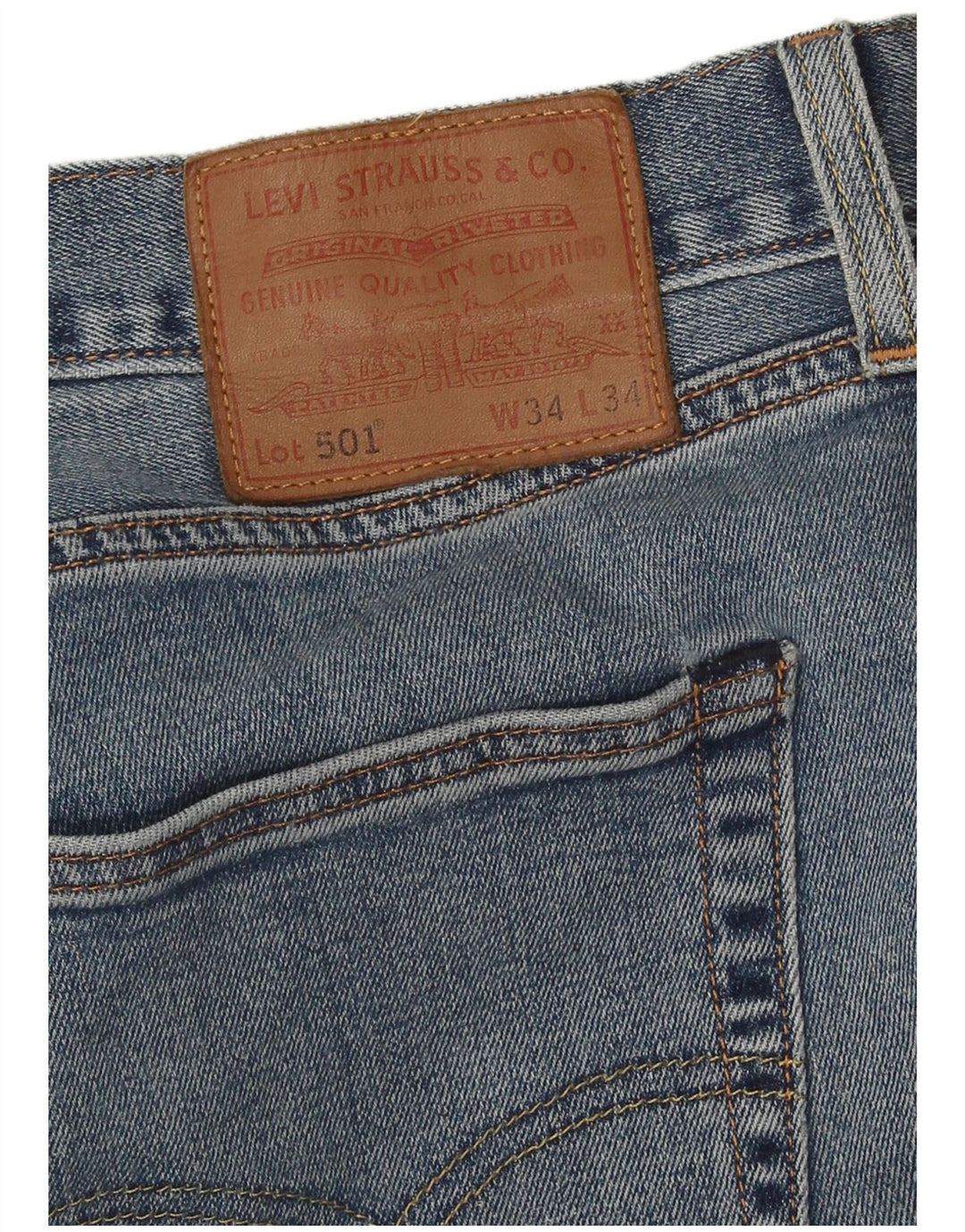 Levi's Herre 501 Straight Jeans W34 L34 Blå