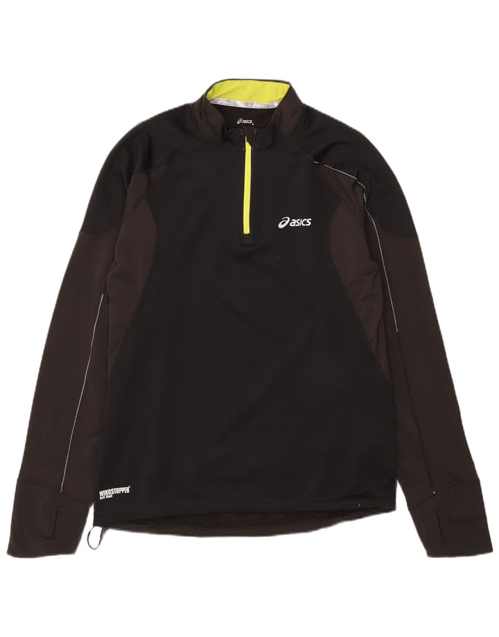 Asics Herre Zip Neck Pullover Træningsdragt Top Stor Sort Colourblock