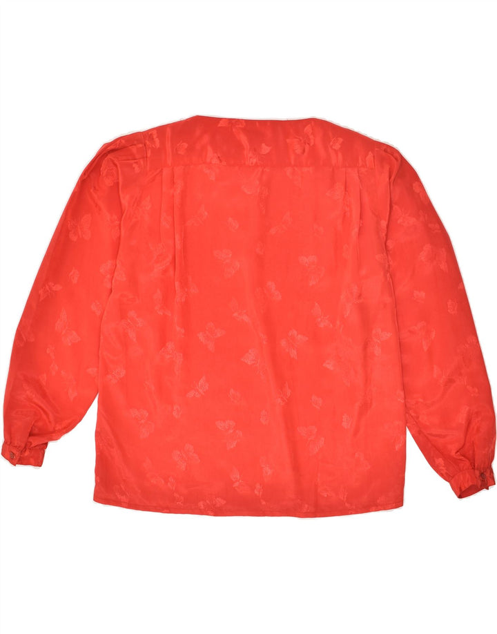 VINTAGE Womens Long Sleeve Blouse Top UK 14 Large Red Polyester | Vintage Vintage | Thrift | Second-Hand Vintage | Used Clothing | Messina Hembry 