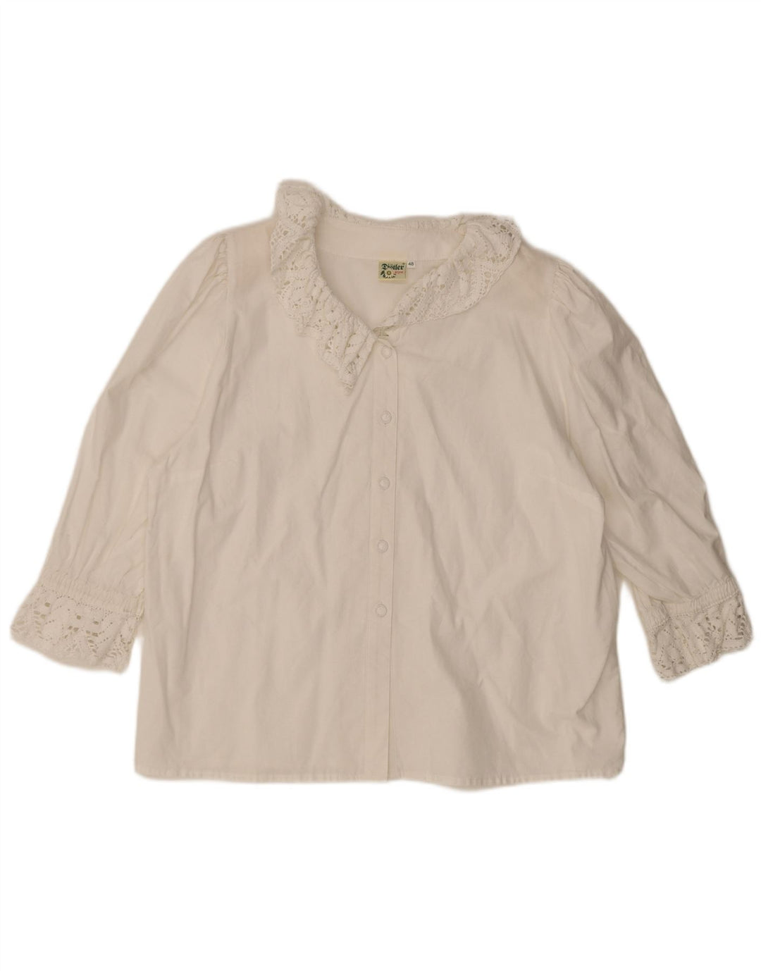 Distler skjortebluse med 3/4 ærmer til kvinder EU 48 2XL Hvid