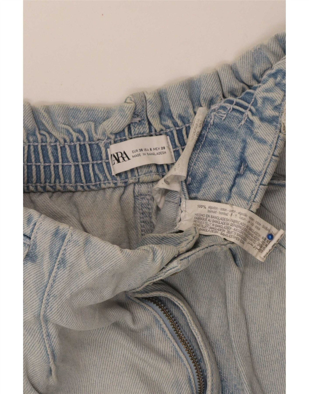 Zara Dame Denim Shorts EU 38 Small W28 Blue Cotton