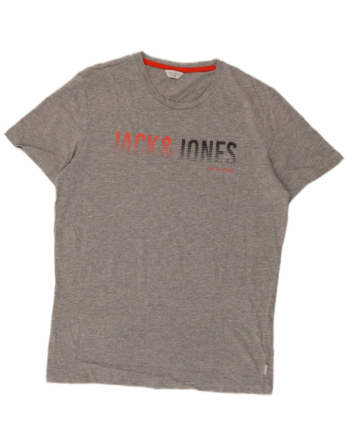 Jack & Jones Herre kerne grafisk T-shirt top mellemgrå bomuld