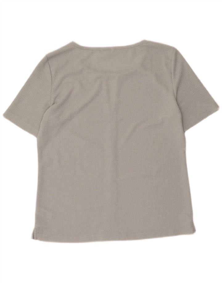 CALVIN KLEIN Damebluse Top UK 14 Medium Grey Polyester
