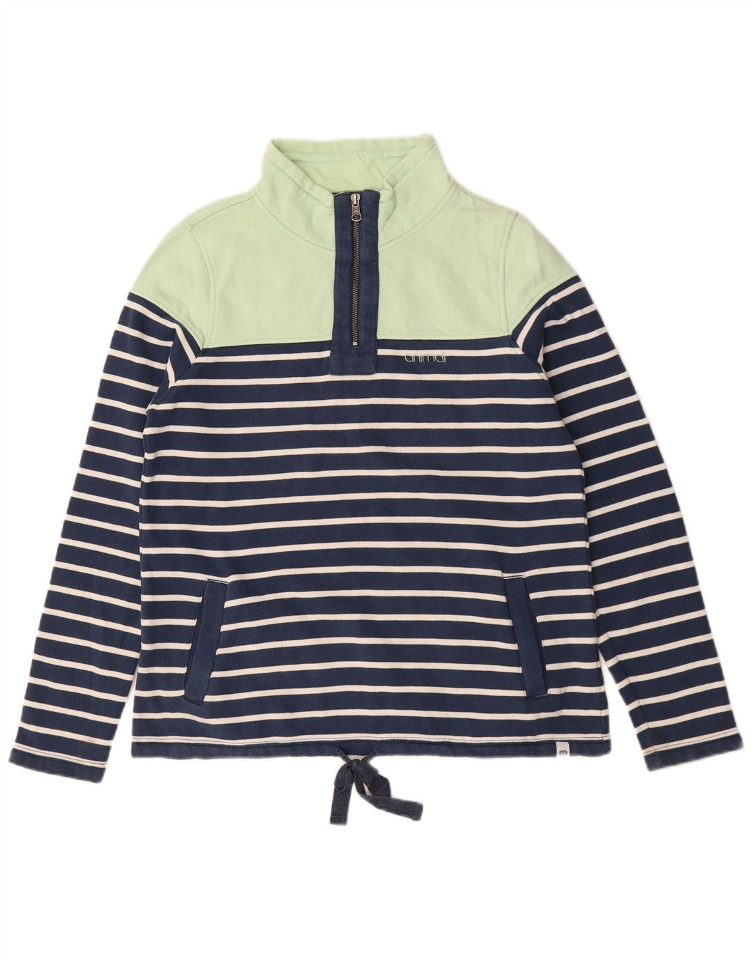 Animal Womens Oversized Sweatshirt Jumper UK 10 Small Navy Blue Striped