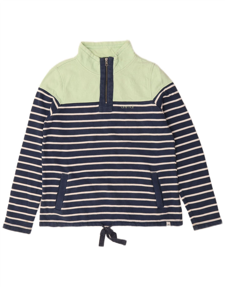 Animal Womens Oversized Sweatshirt Jumper UK 10 Small Navy Blue Striped