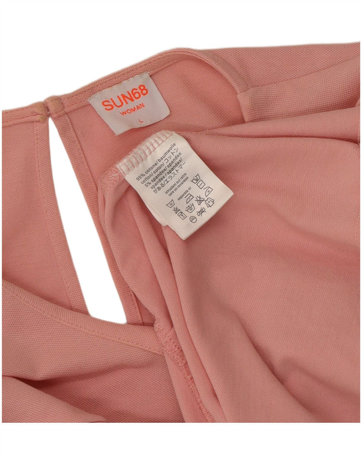 Sun68 Dame bluse Top UK 14 Stor Pink Bomuld