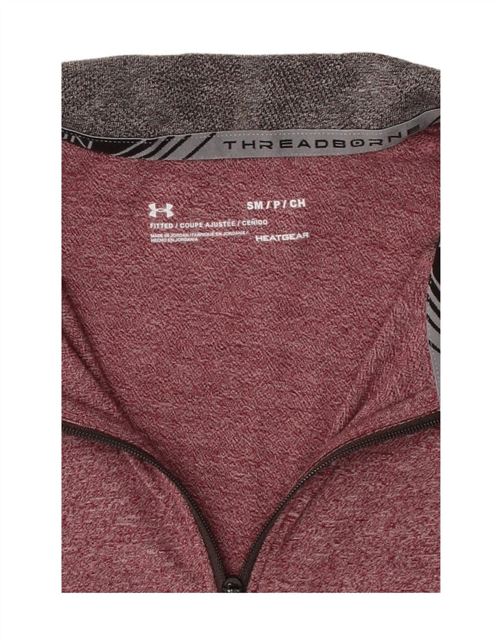 UNDER ARMOUR Mens Heat Gear Pullover Tracksuit Top Small Pink Colourblock