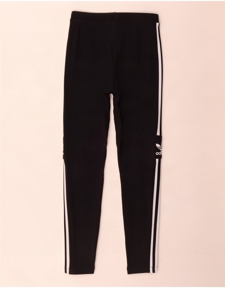 Adidas Dame Grafiske Leggings UK 12 Medium Sort Bomuld