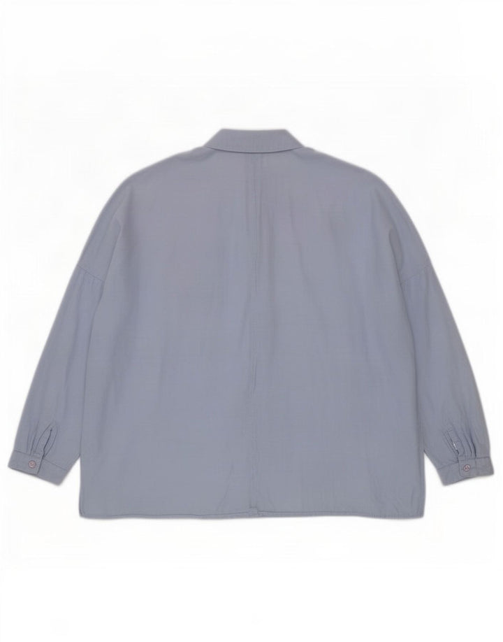 Topshop Dame Oversized Skjorte UK 10 Small Blue Cotton