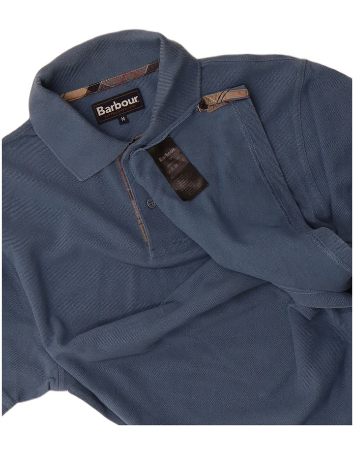 BARBOUR Mens Polo Shirt Medium Blue Cotton