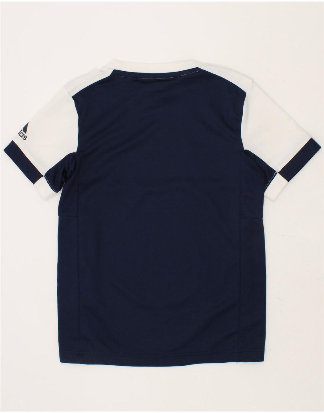 ADIDAS Boys T-Shirt Top 7-8 Years Navy Blue Colourblock Vintage Adidas and Second-Hand Adidas from Messina Hembry 