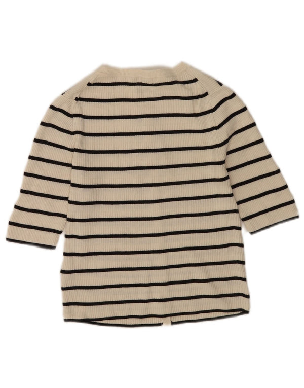 Massimo Dutti Dame Crop Cardigan Sweater UK 10 Small Off White Stribet
