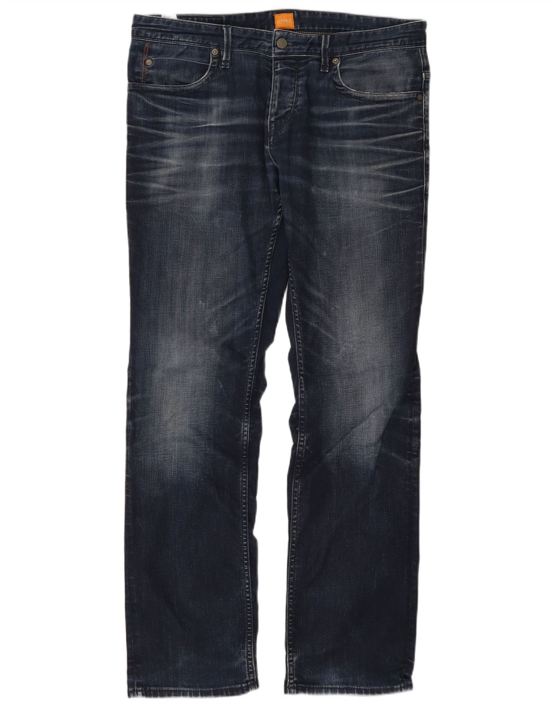 HUGO BOSS Straight jeans til mænd W34 L32 Marineblå bomuld