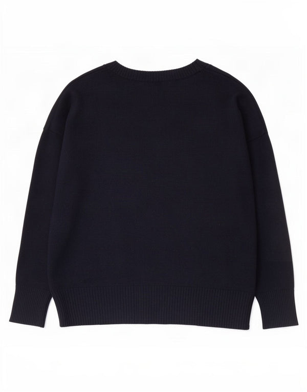Gap Dame Grafisk Boat Neck Jumper Sweater UK 18 XL Navy Blue Bomuld