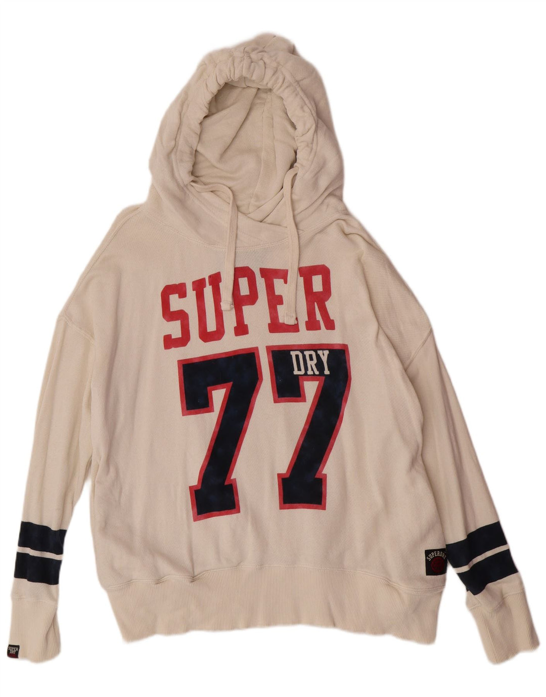 Superdry grafisk hættetrøje til kvinder UK 18 XL Off White Cotton College