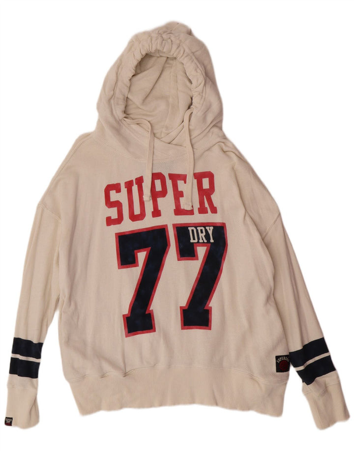 Superdry grafisk hættetrøje til kvinder UK 18 XL Off White Cotton College