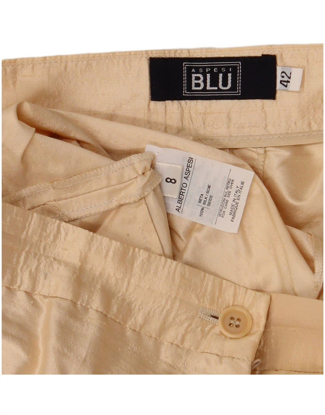 Aspesi Dame Slim Chino Bukser IT 42 Medium W30 L29 Beige Silke