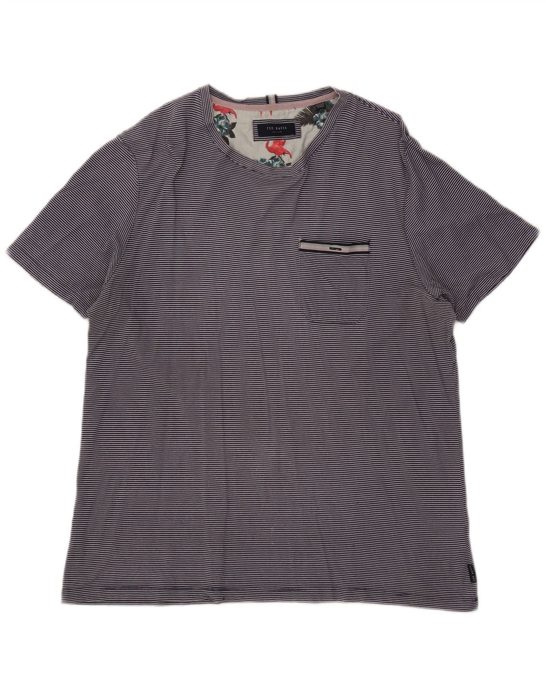 TED BAKER T-shirt top til kvinder størrelse 4 Large Marineblå nålestribet bomuld