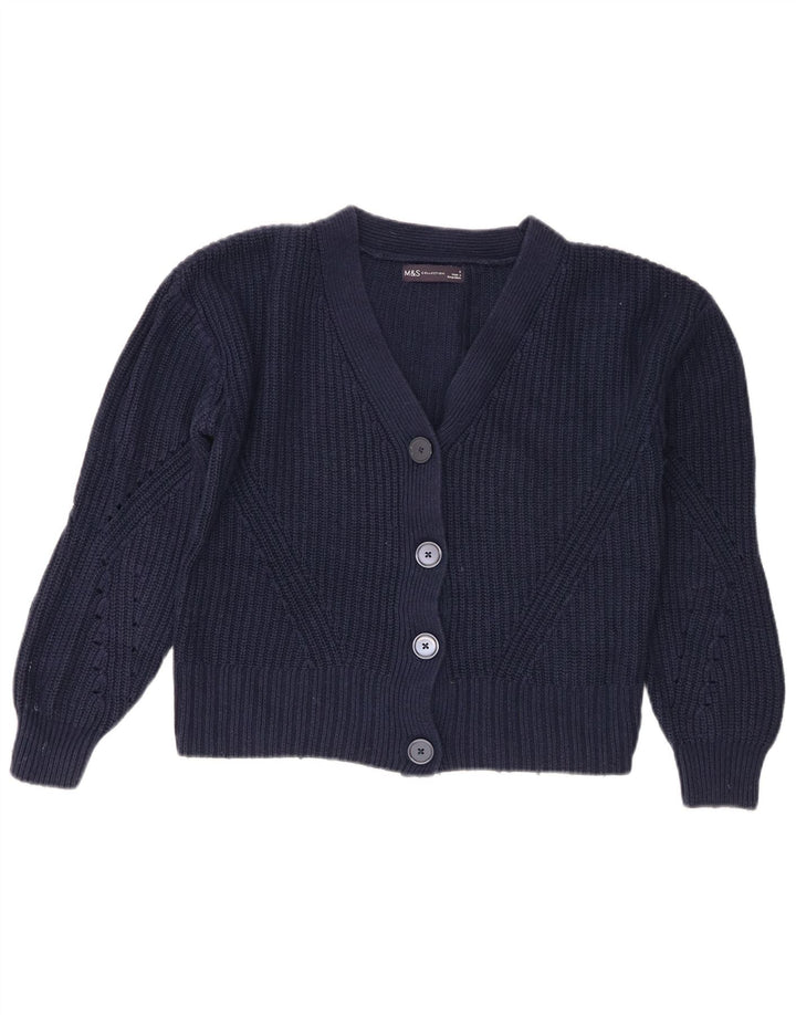 Marks & Spencer Dame Crop Cardigan Sweater UK 10 Small Navy Blue
