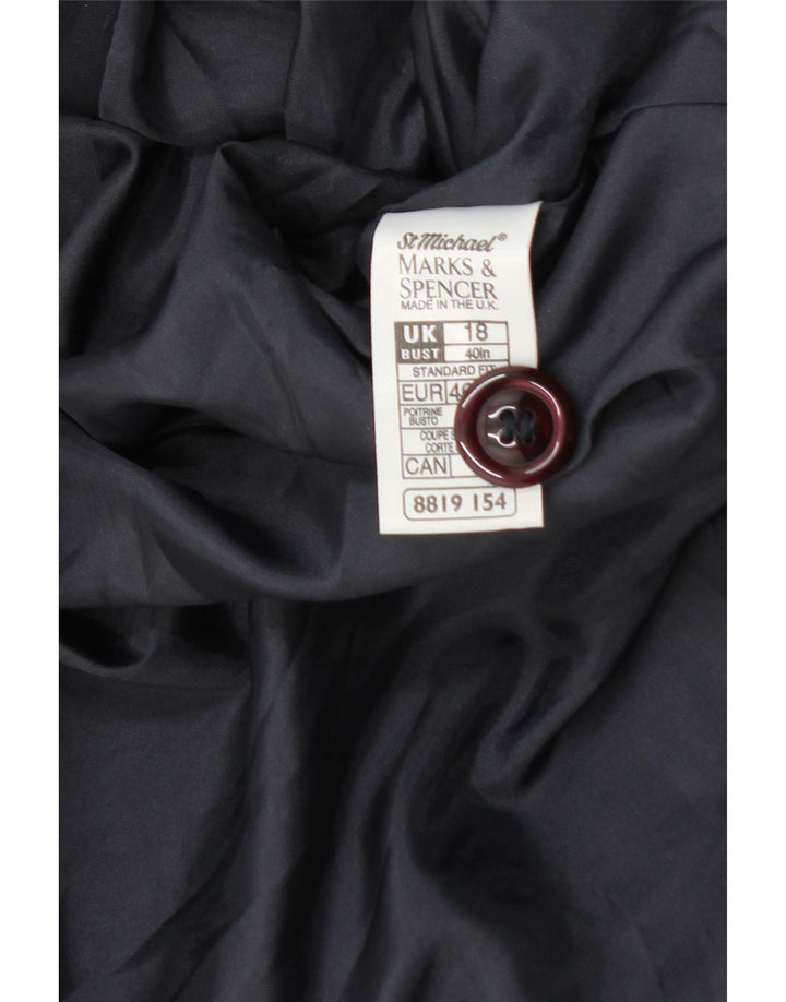 Marks & Spencer Dame Kortærmet Blazer Jacket UK 18 XL Navy Blue