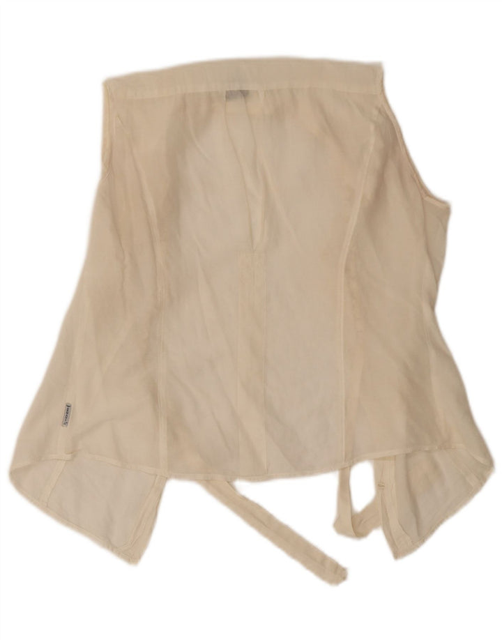 Armani Jeans Dame Ærmeløs Se Through Top US 8 Medium White