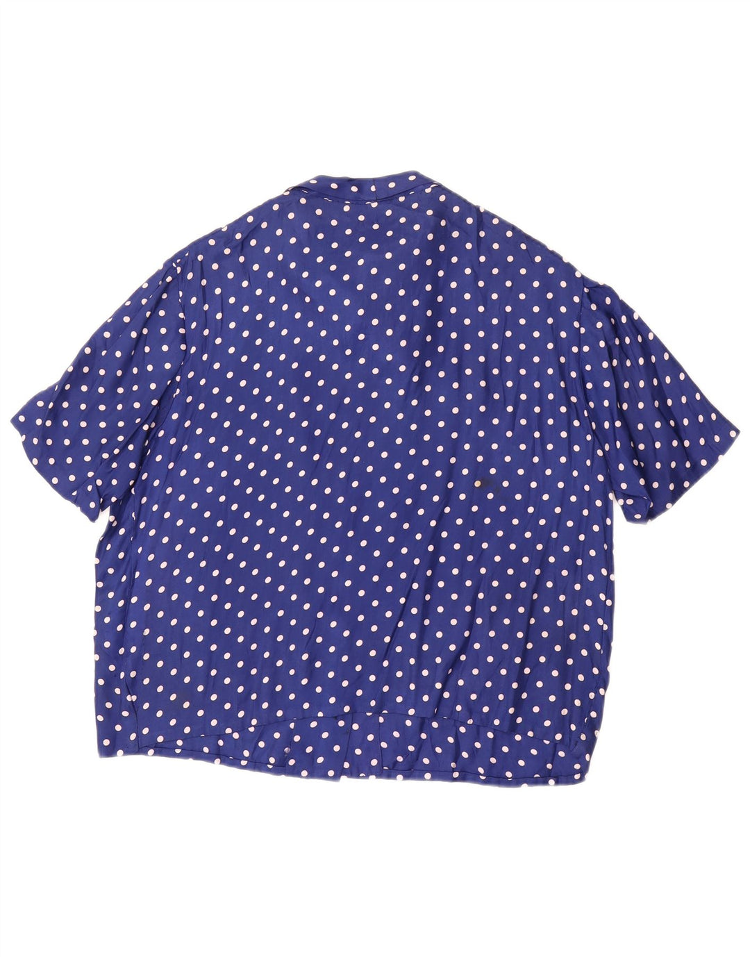 VINTAGE Kortærmet skjortebluse til kvinder UK 14 Large Navy Blue Polka Dot