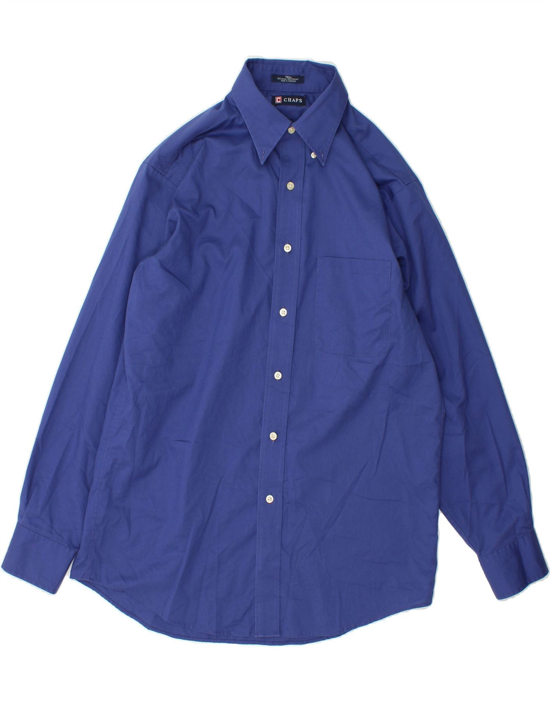 CHAPS Mens Wrinkle Free Shirt Size 15 1/2 Medium Blue Cotton Vintage Chaps and Second-Hand Chaps from Messina Hembry 