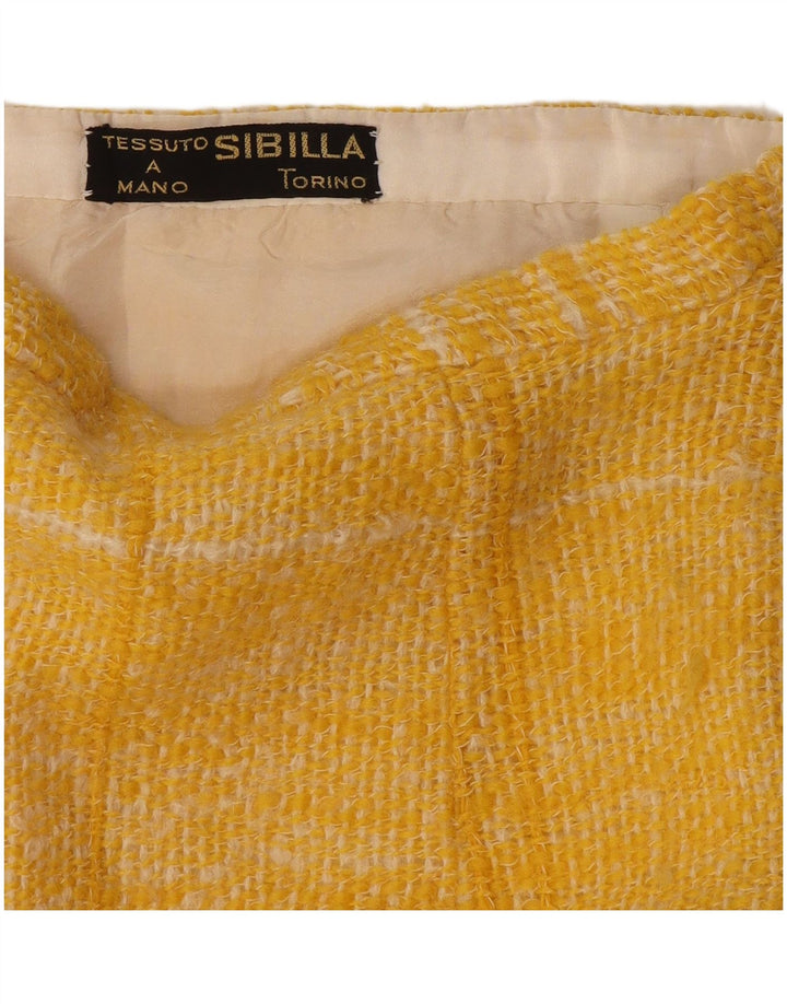 Vintage A-line nederdel til kvinder W26 lille gul plaid
