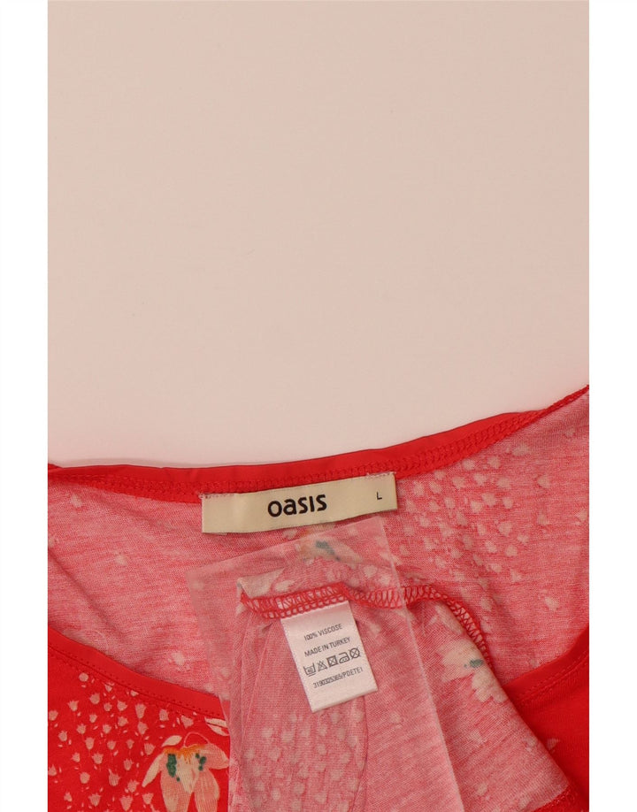 OASIS Damevest Top UK 14 Large Red Floral Viscose