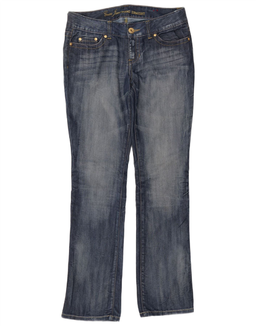 GUESS Dame Pismo Straight Jeans W31 L33 Blå Bomuld