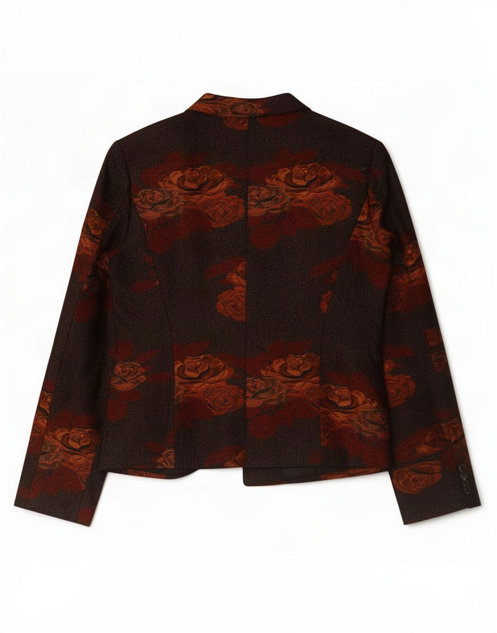 Vintage dame 3-knaps blazerjakke UK 14 Medium Brown Floral