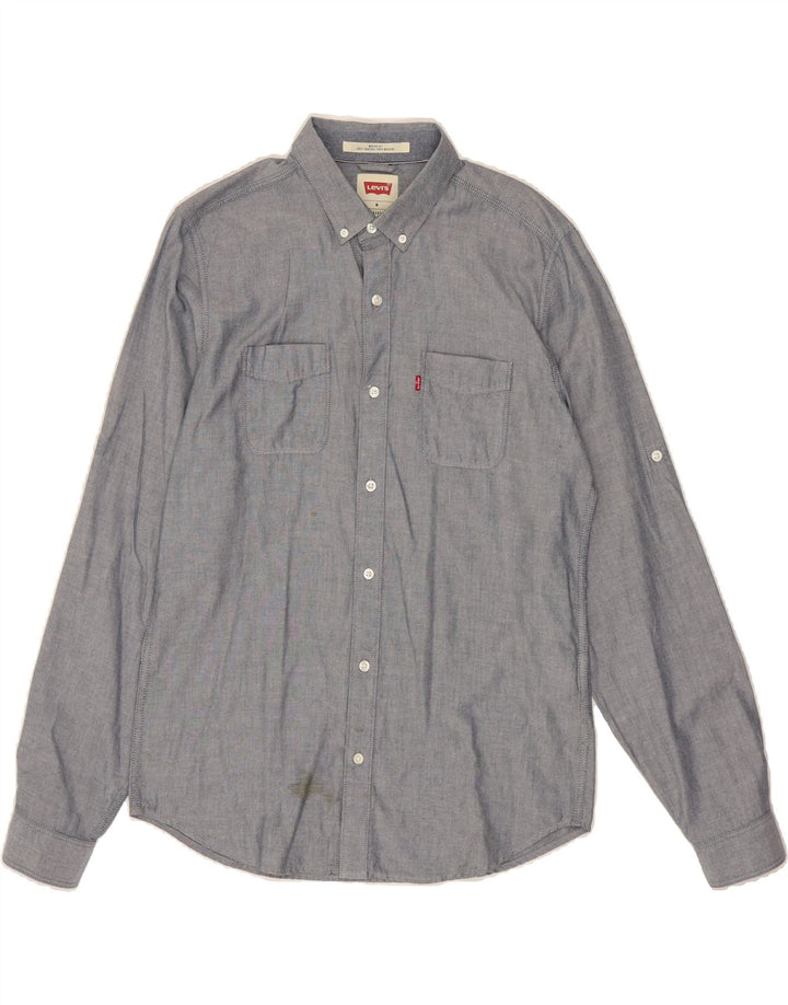 LEVI'S Mens Modern Fit Shirt Medium Grey Cotton Vintage Levi's and Second-Hand Levi's from Messina Hembry 