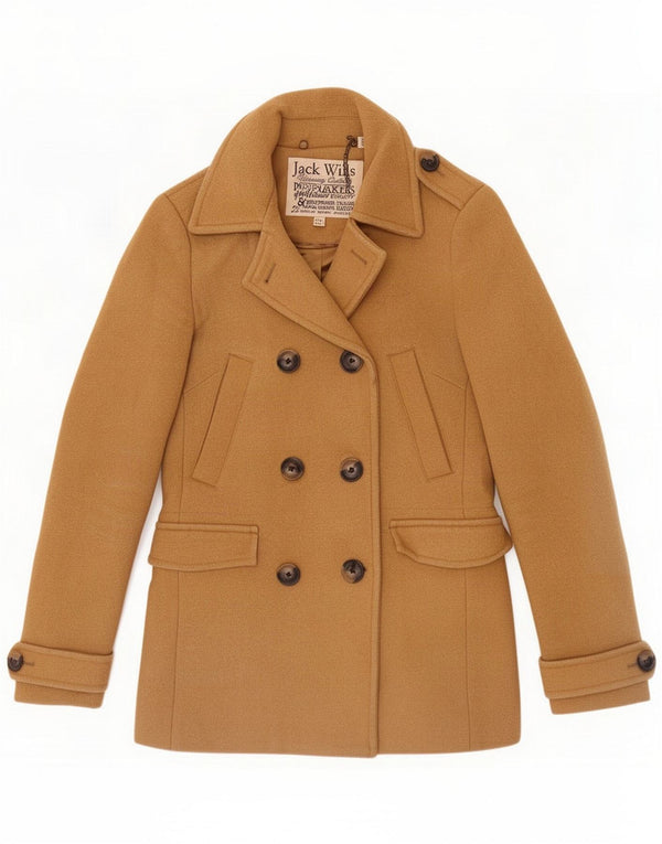 Jack Wills Womens Pea Coat UK 8 Small Brown Wool