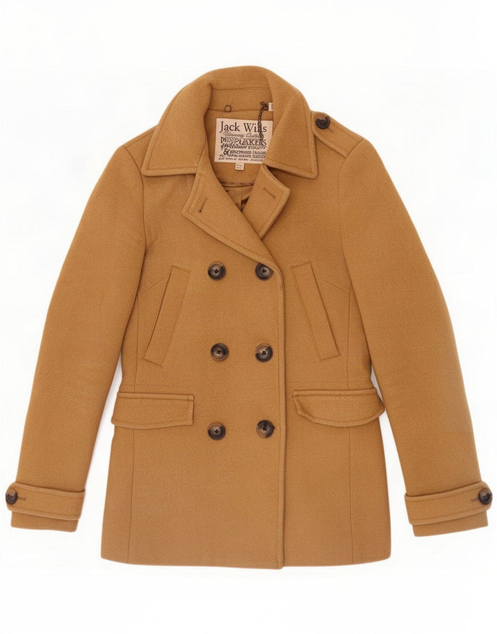 Jack Wills Womens Pea Coat UK 8 Small Brown Wool