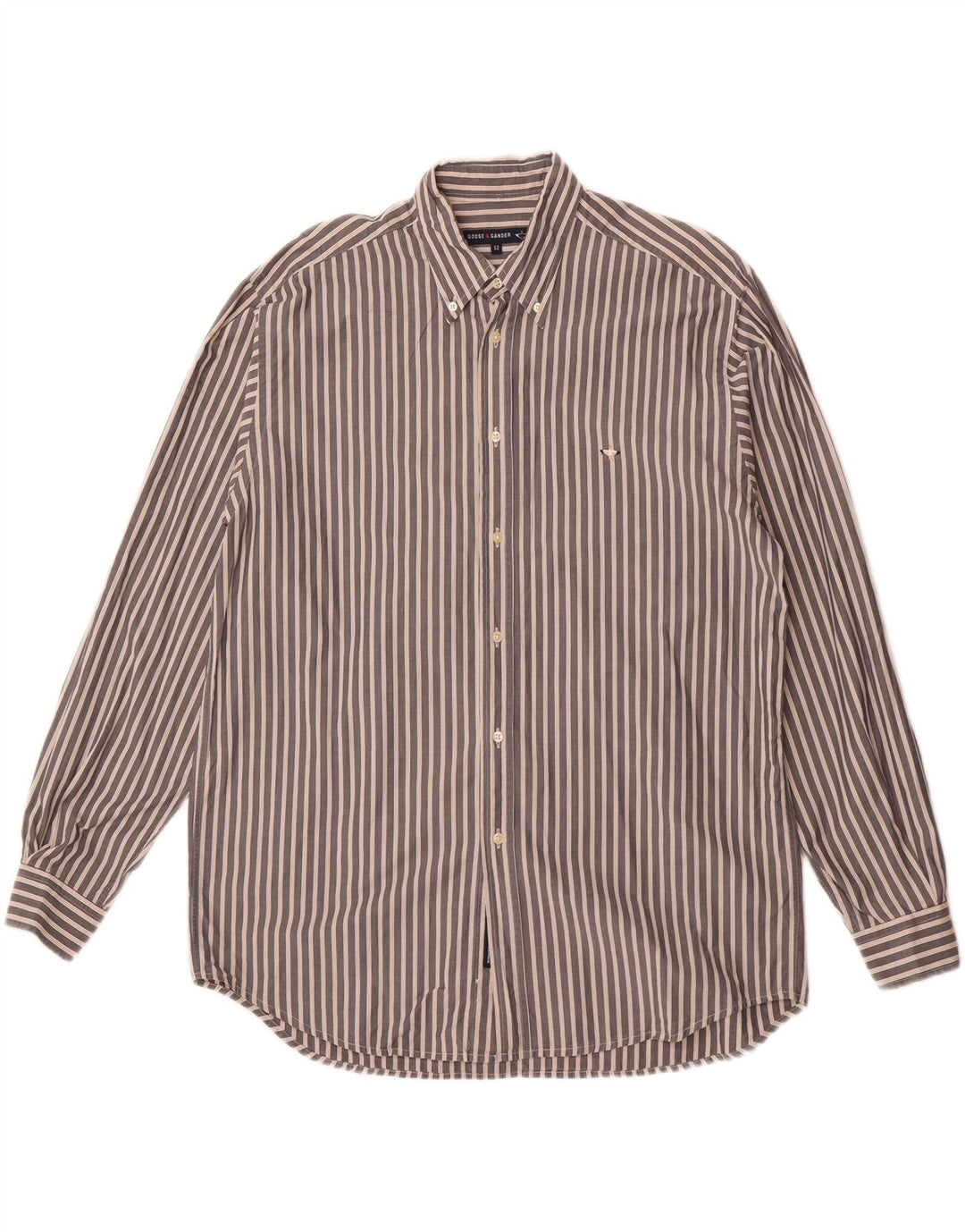 GOOSE & GANDER Mens Shirt IT 52 Large Grey Pinstripe Cotton