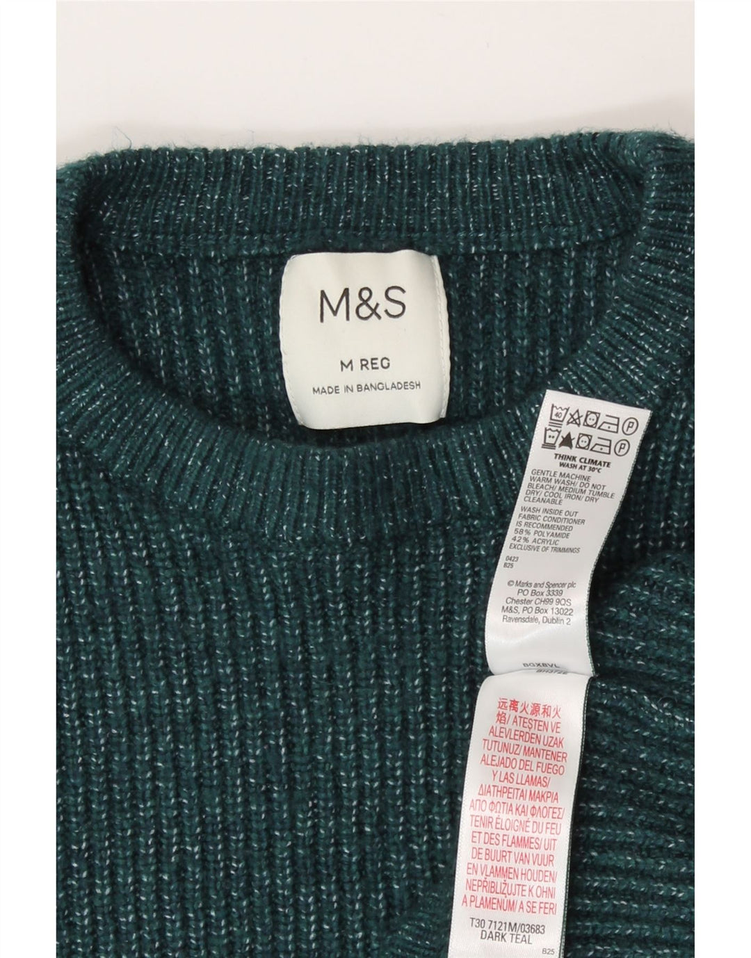 Marks & Spencer Dame sweater med rund hals DK 14 Medium Grøn Flecked