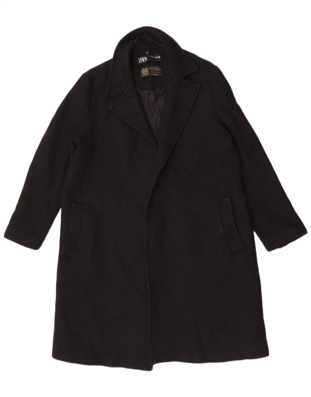 Zara Womens Open Overcoat UK 16 Large Black